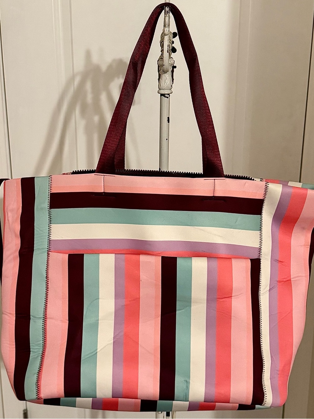 Shade & Shore Oversized Insulated Beach Tote Pink Coral Mint Cooler Bag